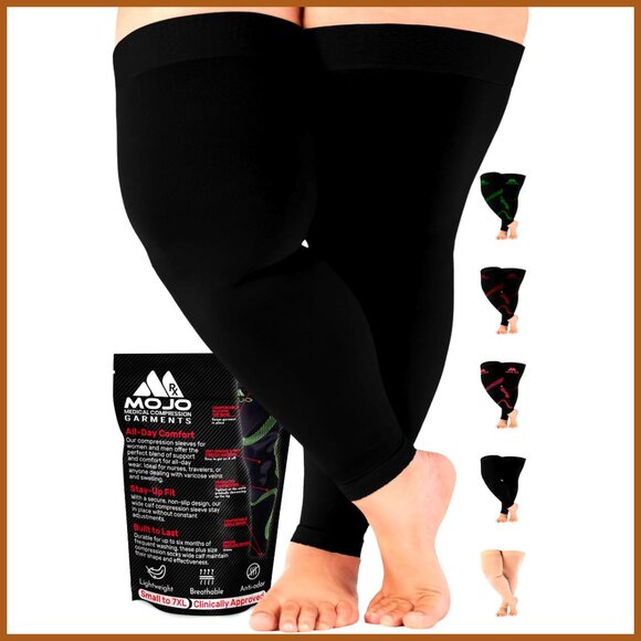 20-30mmHg Compression Thigh-Hi Leg Sleeves with Grip Top